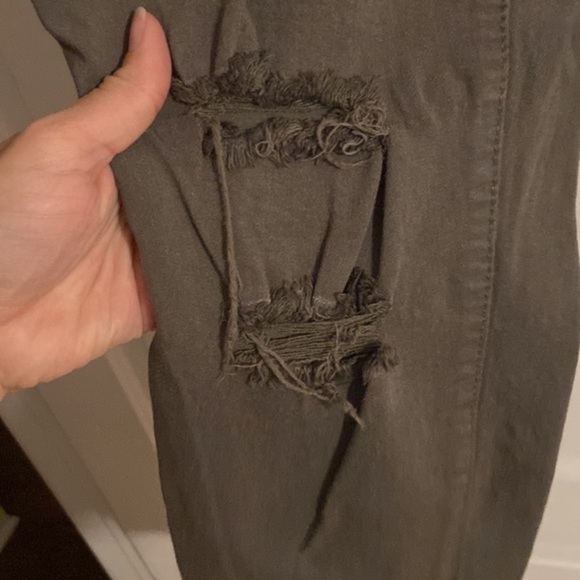 Angel Kiss Distressed Military Green Jean - Picture 2 of 5